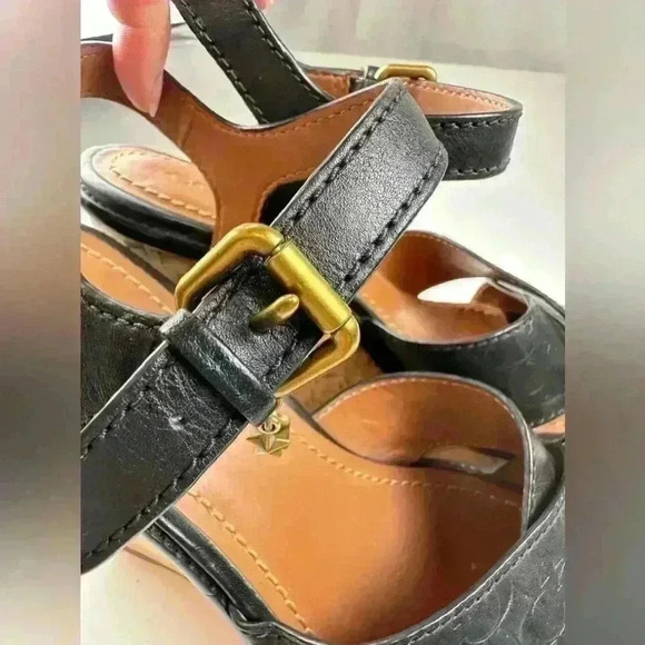 Coach Cross Band High Wedge Sandals with logo (Size 10) - Picture 5 of 11